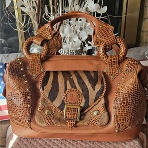 Leather Weekender Overnight Satchel Duffel Bag